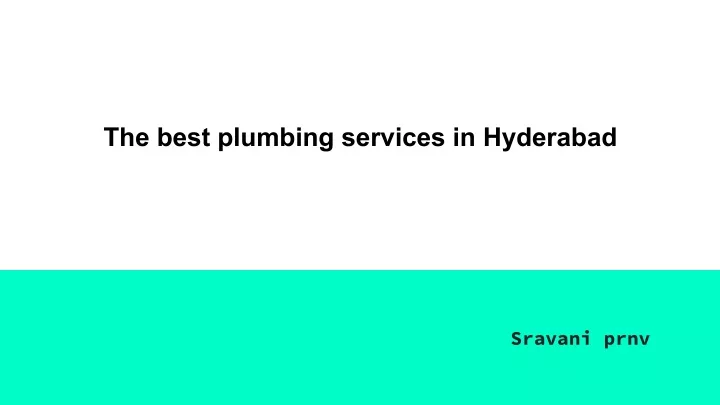 the best plumbing services in hyderabad