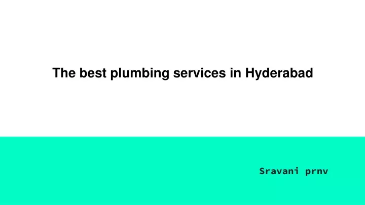 the best plumbing services in hyderabad