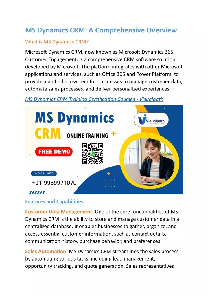 ms dynamics crm a comprehensive overview