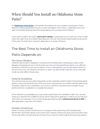 when should you install an oklahoma stone patio