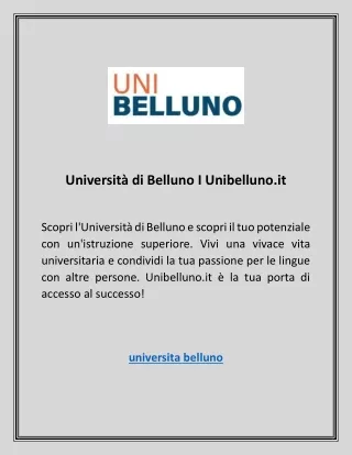 Università di Belluno I Unibelluno.it