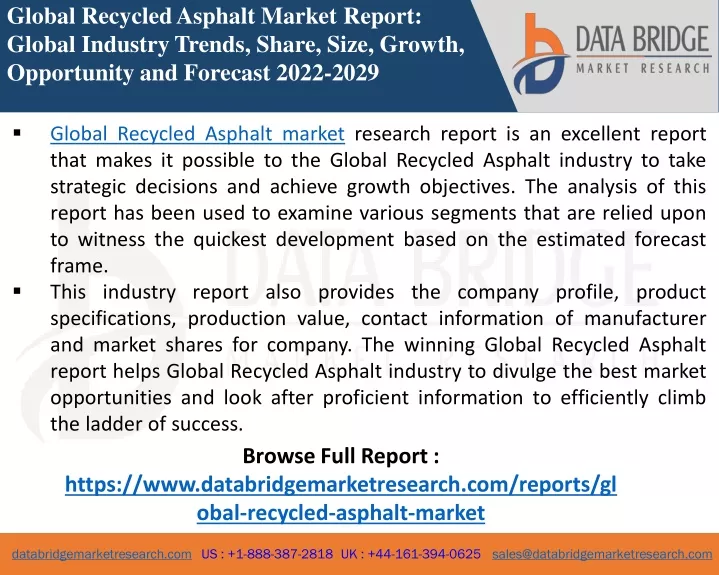 global recycled asphalt market report global