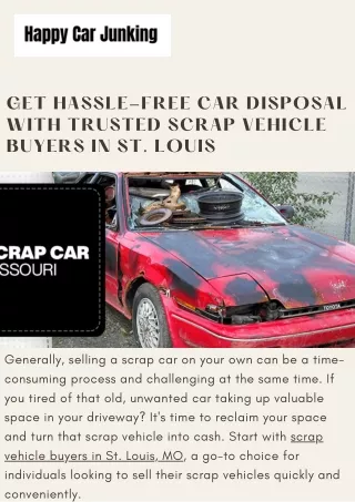 Stress-Free Scrap Vehicle Selling Happy Car Junking in St. Louis