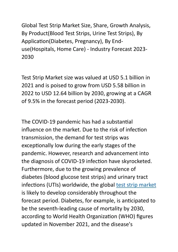 global test strip market size share growth