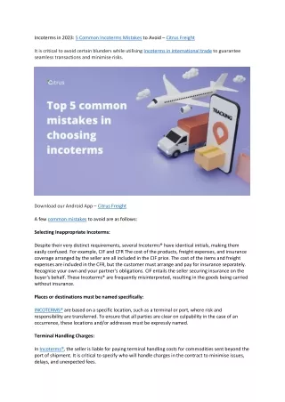 5 Common incoterms mistakes to avoid