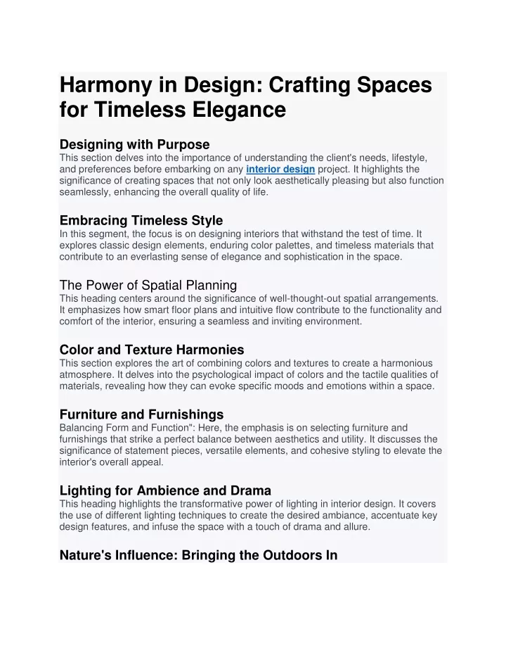 harmony in design crafting spaces for timeless