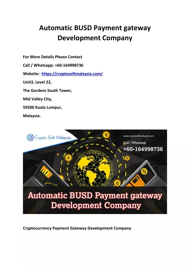 automatic busd payment gateway development company