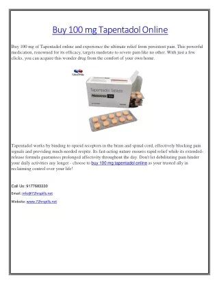 Buy 100 mg Tapentadol Online