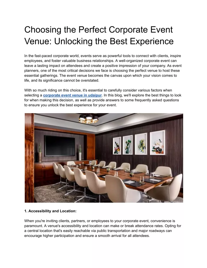 choosing the perfect corporate event venue