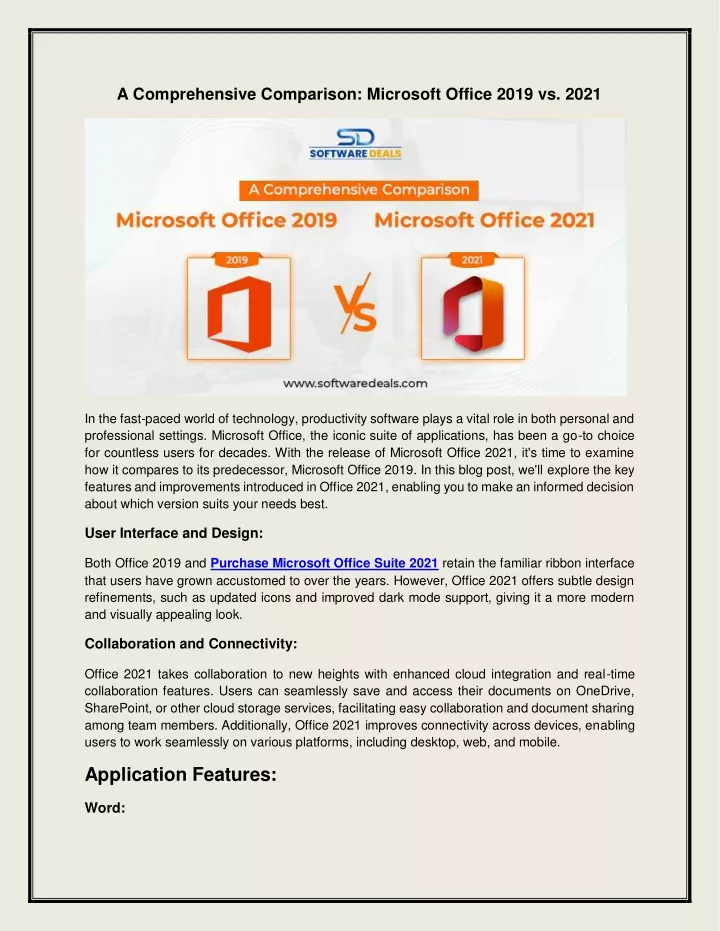 a comprehensive comparison microsoft office 2019