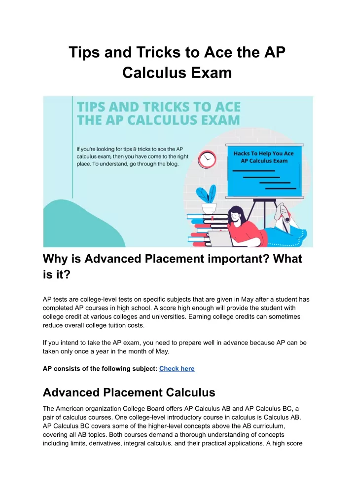 tips and tricks to ace the ap calculus exam