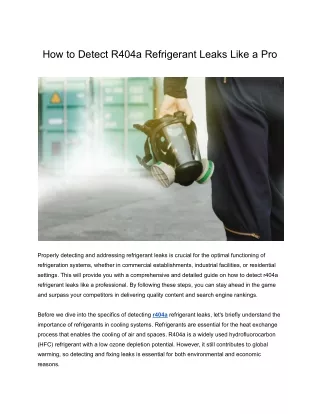 How to Detect R404a Refrigerant Leaks Like a Pro