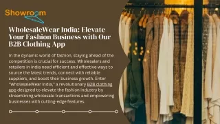 WholesaleWear India Elevate Your Fashion Business with Our B2B Clothing App