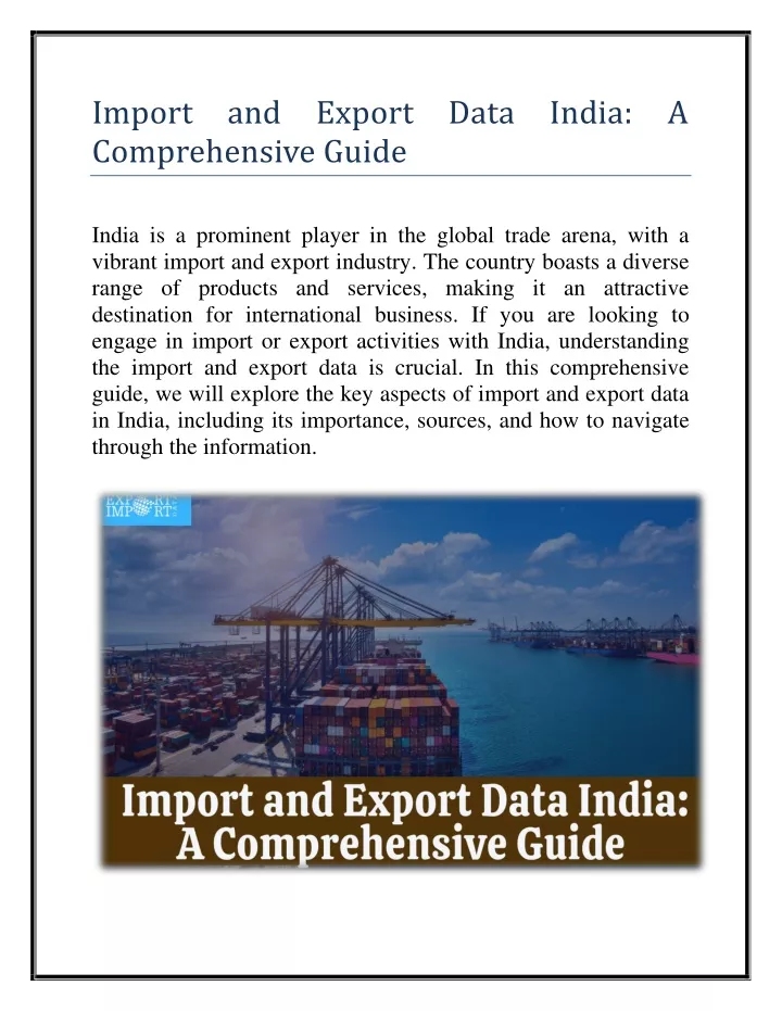 import and export data india a comprehensive guide