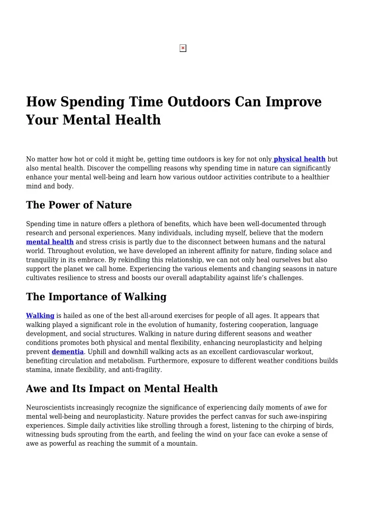 how spending time outdoors can improve your