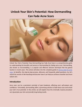 Unlock Your Skin's Potential: How Dermarolling Can Fade Acne Scars
