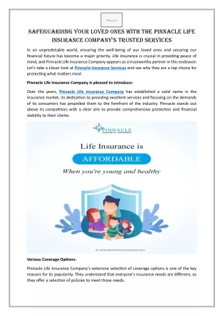 Safeguarding Your Loved Ones with the Pinnacle Life Insurance Company's Trusted Services