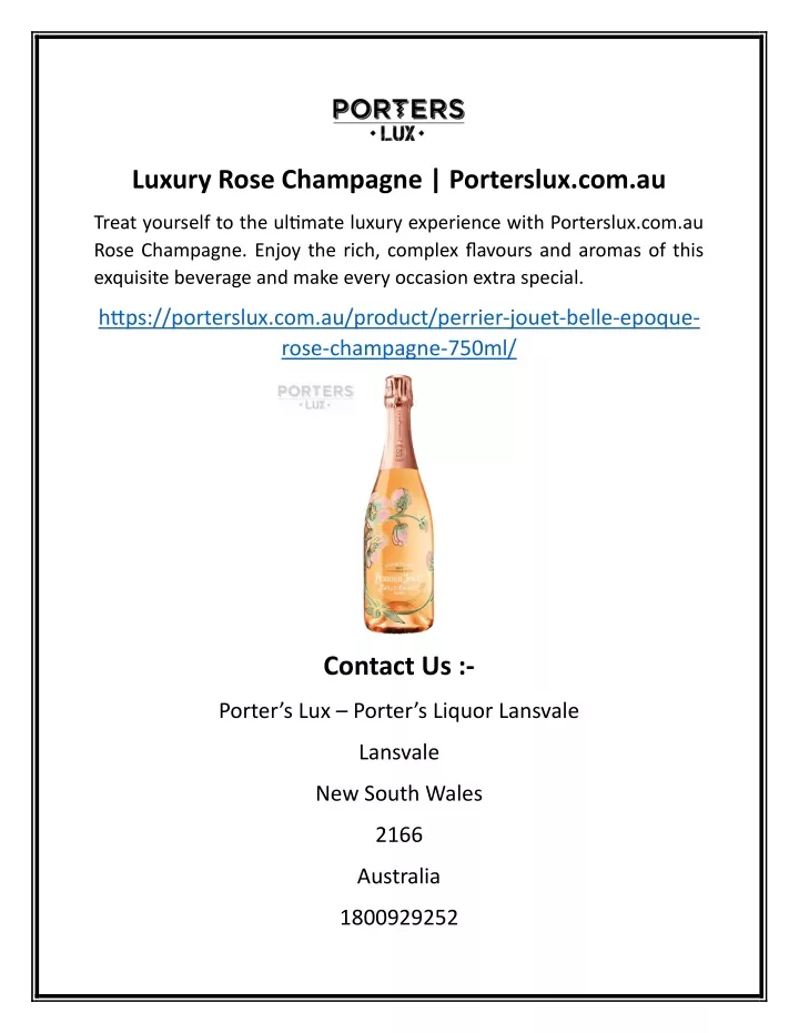luxury rose champagne porterslux com au
