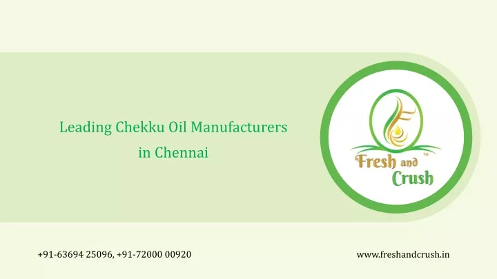 leading chekku o il manufacturers in chennai