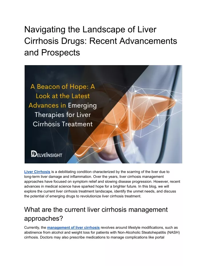 navigating the landscape of liver cirrhosis drugs