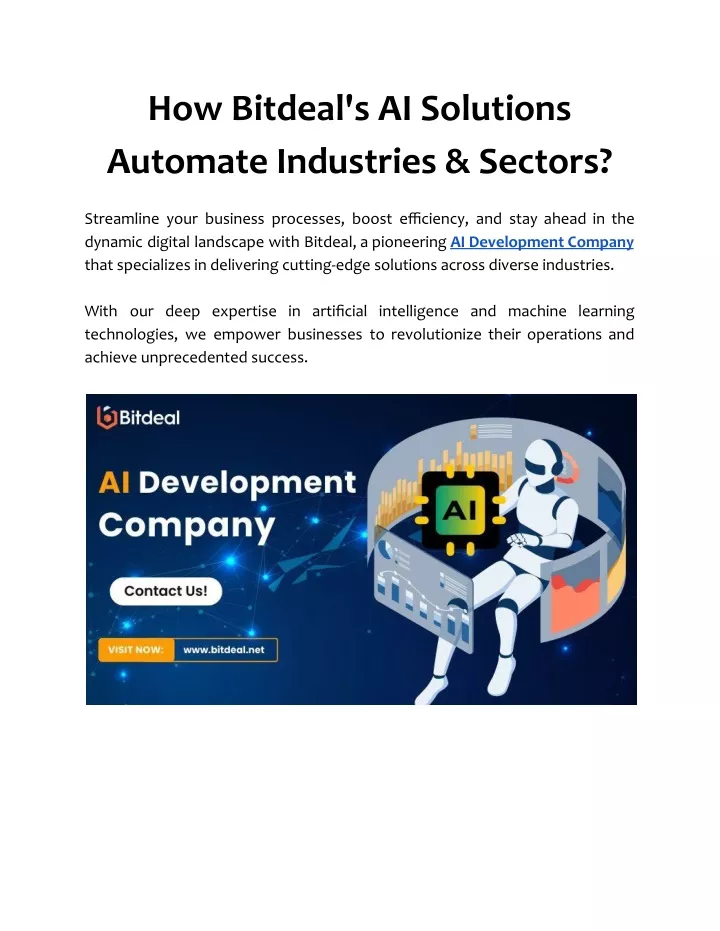 how bitdeal s ai solutions automate industries