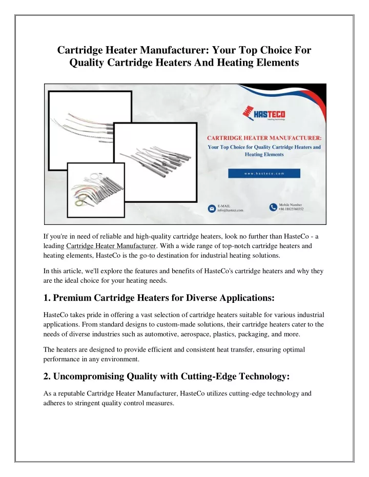 cartridge heater manufacturer your top choice