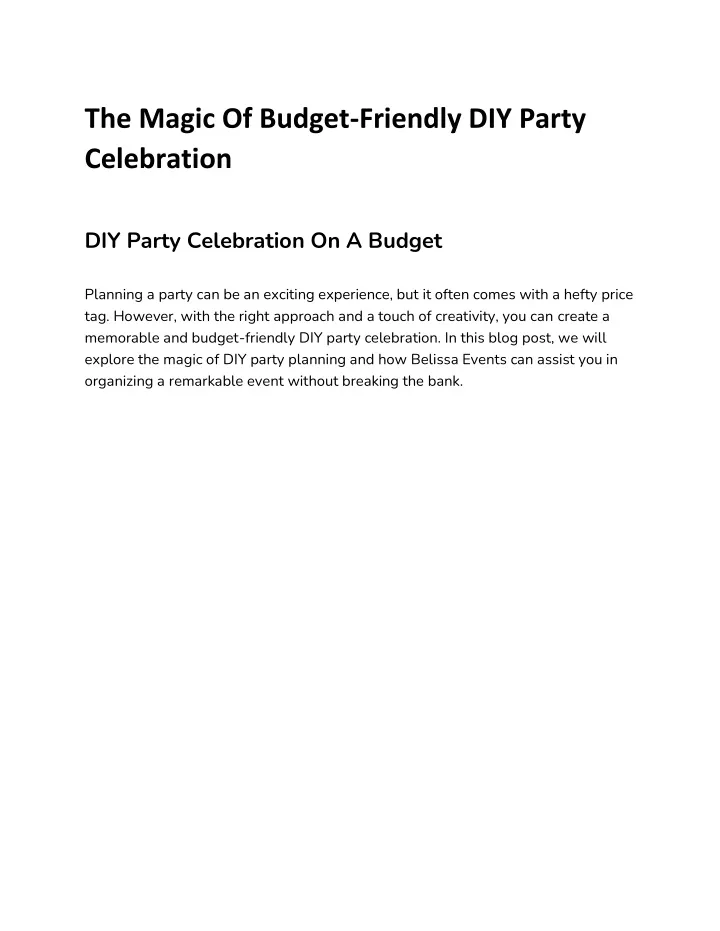 the magic of budget friendly diy party celebration
