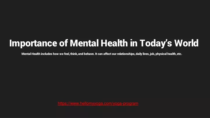 importance of mental health in today s world