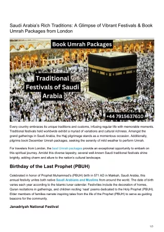 Saudi Arabia’s Rich Traditions: A Glimpse of Vibrant Festivals & Book Umrah