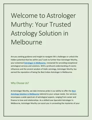 welcome to astrologer murthy your trusted