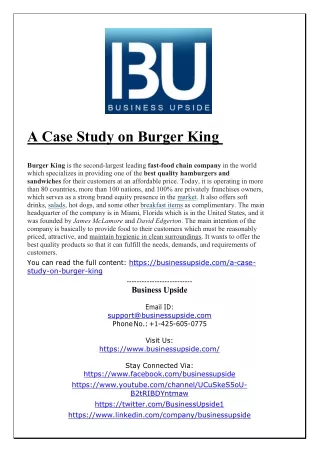 a case study on burger king burger king