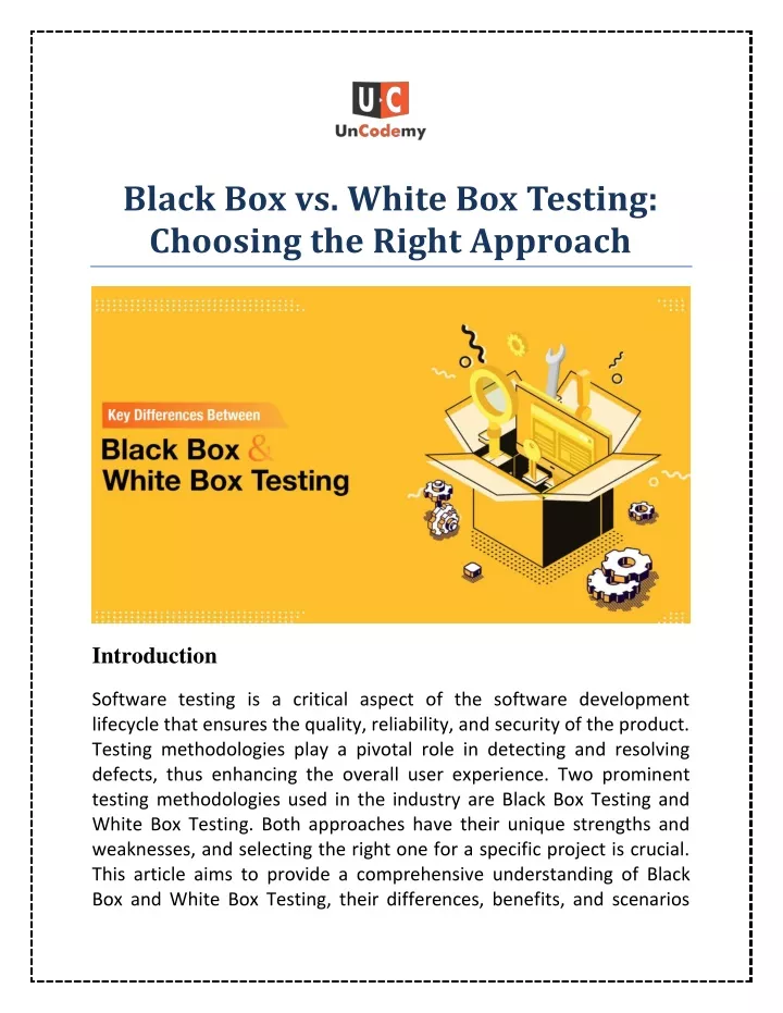 black box vs white box testing choosing the right