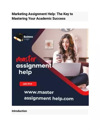 Marketing Assignment Help: The Key to Mastering Your Academic Success