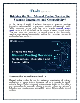 bridging the gap manual testing services