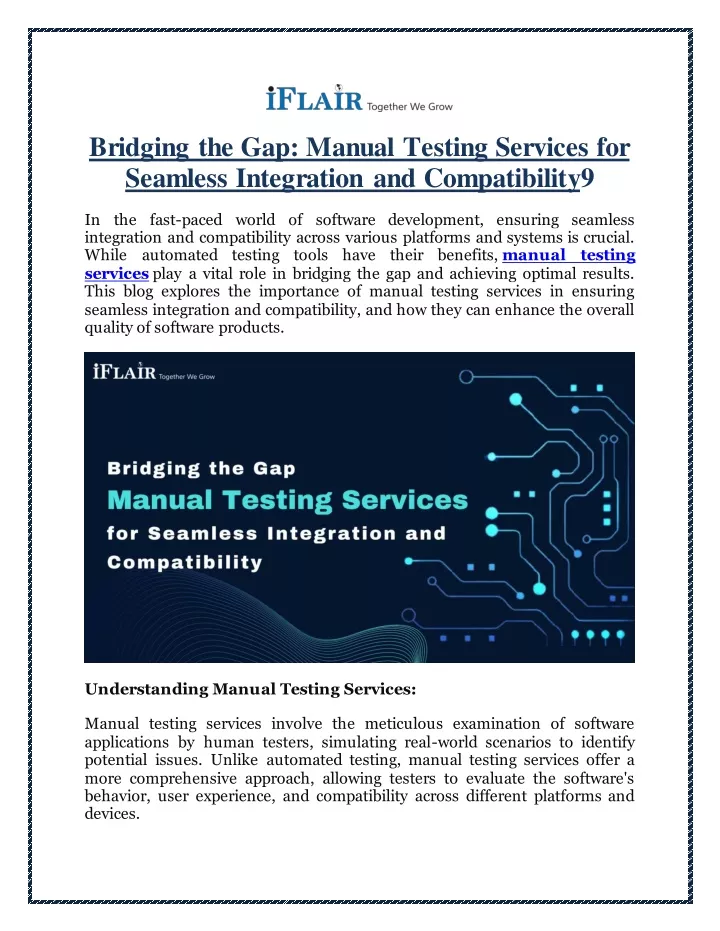 bridging the gap manual testing services