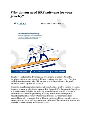why do you need erp software for your jewelry