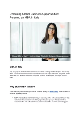 MBA in Italy