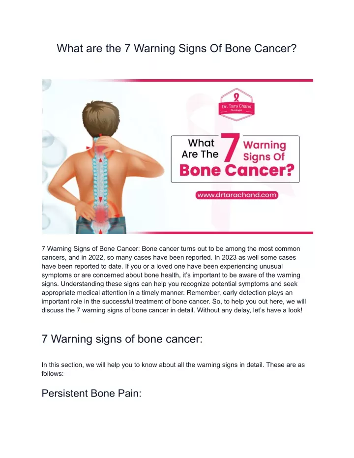 what are the 7 warning signs of bone cancer