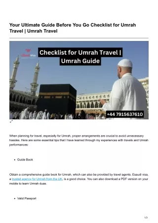 your Ultimate Guide Before You Go Checklist for Umrah Travel Umrah Travel