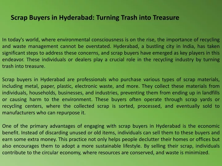 scrap buyers in hyderabad turning trash into