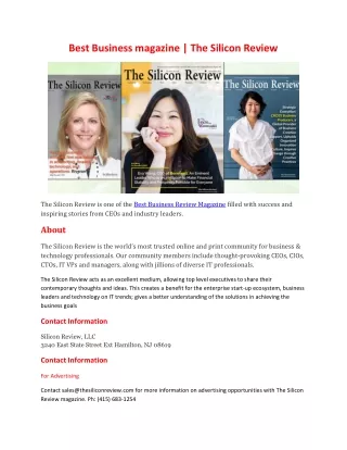 Best Business Magazine | The Silicon Review