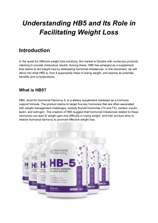 Understanding HB5 and Its Role in Facilitating Weight Loss