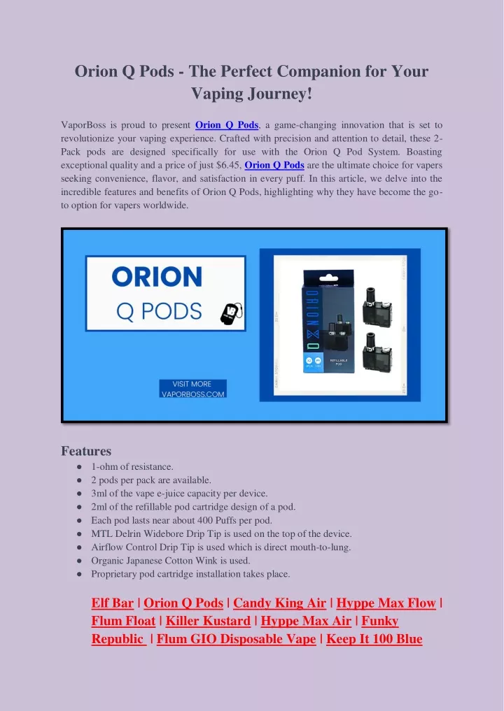 orion q pods the perfect companion for your