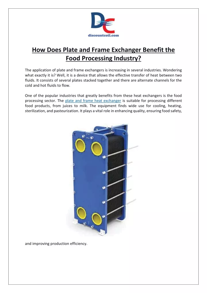 how does plate and frame exchanger benefit