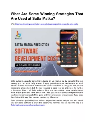 What Are Some Winning Strategies That Are Used at Satta Matka?