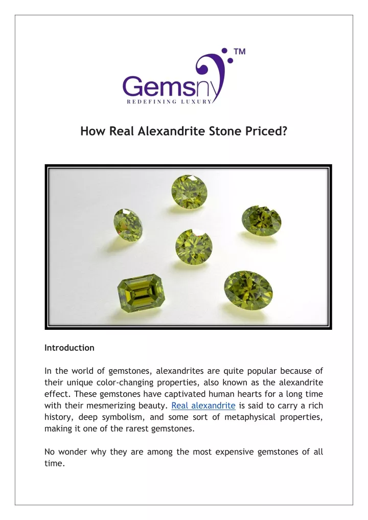 how real alexandrite stone priced