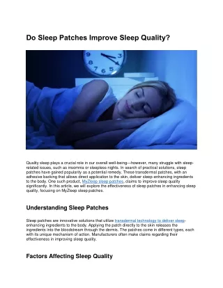Do Sleep Patches Improve Sleep Quality