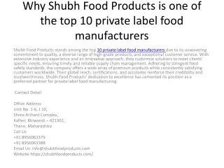 top 10 private label food manufacturers