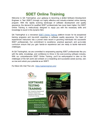 sdet online training welcome to qa traininghub