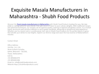 Exquisite Masala Manufacturers in Maharashtra